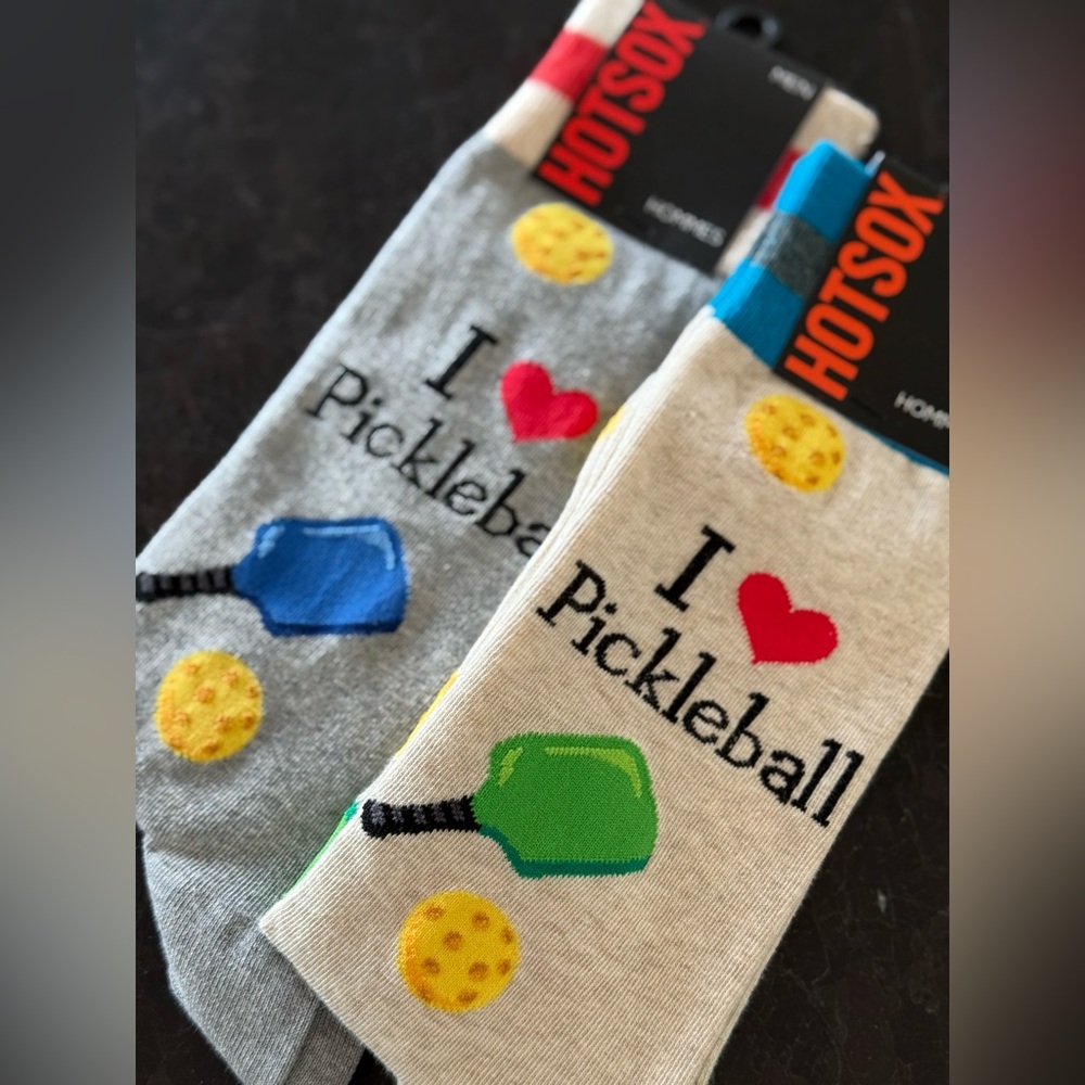 2 Pairs of Hot Sox “I 💖 Pickle Ball” Socks